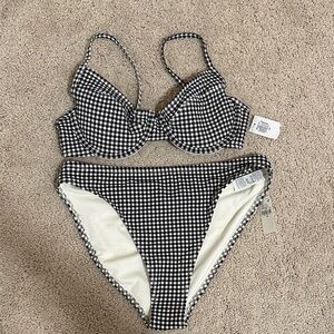 NWT Black & White Gingham Underwire Bikini Set